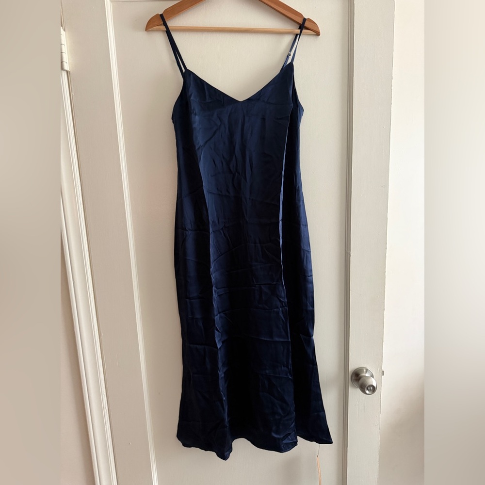 Reformation Navy Slip Midi Dress